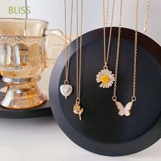 BLISS Geometric Clavicle Chain Charm Choker Butterfly Necklace Women Rose Flower Daisy Temperament Girls Simple Fashion Jewelry