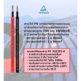 สาย-ไฟ-โซล่าเซลล์ PV1-F 4 มม 10 เมตร 2 เส้น พร้อมหัว MC4 (ยาวรวม 20 เมตร)