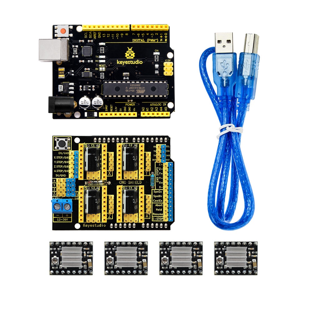 Keyestudio CNC kit for arduino CNC Shield V3 V4.0 Board(Chip is CP2102)  4pcs DRV8825 driver /GRBL c
