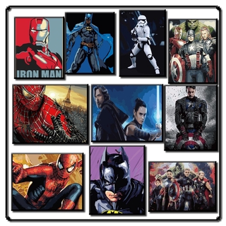 40*50 cm DIY ภาพวาดสีน้ำมัน ภาพระบายสีตามตัวเลข  Paint By Numbers  American movie heros