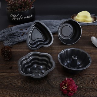 ❉ พิมพ์อบขนมแบบเทปร่อน พิมพ์อบขนมปัง พิมพ์เค้กปอนด์ ฟฟิน Non-stick Carbon Steel Heart Star Mini Tart Mould Mini Toast Mold Hollow Angel Food Cake Pan Baking Mold Muffin Cup