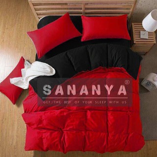 โปร   999  ⭐️SANANYA BEDDING ชุดเครื่องนอนแบบทูโทน    สีแดง-ดำ⭐️