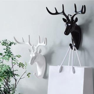 Animal Deer Head Antlers Wall Hook,Clothes Hat Scarf Key Hanger Rack,Self-adhesive Bag Towel Holder