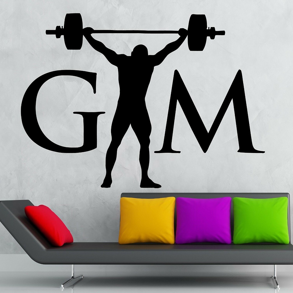 GYM Fitness Wall Decals GYM ทํางานสร้างแรงบันดาลใจ Crossfit Log Art สติกเกอร์ไวนิลตกแต่งห้องนอน Livi
