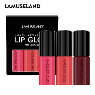 LAMUSELAND Mini hot sale 12 colors velvet waterproof and long lasting 3.5g lip gloss # L18L11/2/3