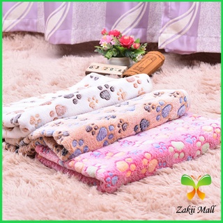 Zakii Mall ผ้าห่ม ชนิดผ้ากำมะหยี่ พิมพ์ลายอุ้งเท้าแมวน่ารัก สำหรับสัตว์เลี้ยง Pet blanket [A619]