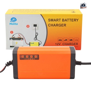 Molita เครื่องชาร์จ 12V ชาร์จแบตเตอรี่ อัฉริยะ และซ่อมแบตเตอรี่รถยนต์ รถมอเตอร์ไซค์ ส้ม