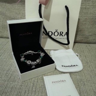 ครบชุดอุปกรณ์pandora กล่องกำไล ถุงกระดาษ ถุงผ้า ผ้าขัด