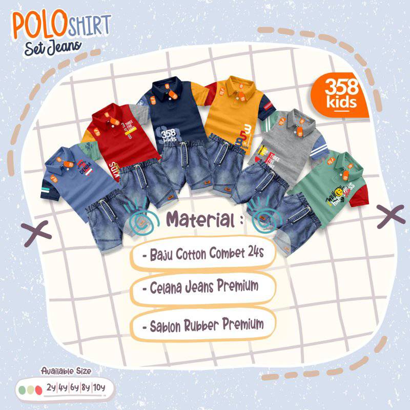BOYS SET 358 KIDS_POLO SHIRT SET JEANS SIZE 2/10Y_NLC
