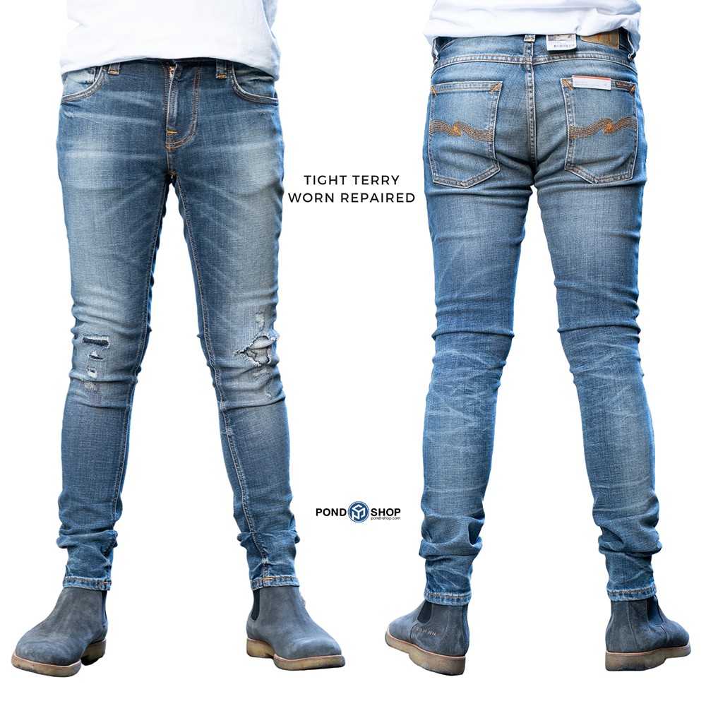 nudie jeans tight terry worn repaired