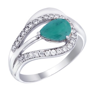 แหวนมรกต เงินแท้ 92.5 %  ชุบโรเดียม Ring emerald silver 92.5 % &amp; Rhodium