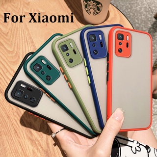 ตรงรุ่นขอบสีผิวด้าน เคสกันกระแทก ขอบนิ่ม Xiaomi Mi Poco X3 X4 GT NFC F3 F2 M3 Pro Mi 11 Lite 10T Pro