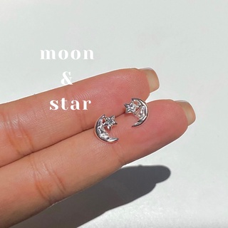 🔥ใส่โค้ด VCTLH ลด15%🔥/ crystal moon star earring / ต่างหูเงินแท้925 ต่างหูพระจันทร์ ต่างหูดาว ต่างหูปักก้าน