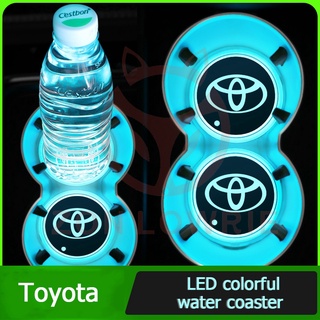 แผ่นรองแก้ว กันลื่น มีไฟ LED เรืองแสง อุปกรณ์เสริม สําหรับรถยนต์ Toyota Highlander RAV4 Willanda Crown 1 ชิ้น