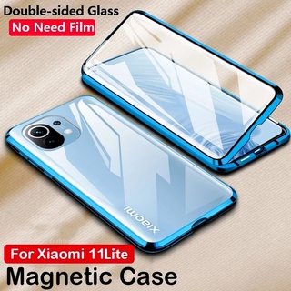 Xiaomi 11T pro 11tpro Xiaomi 11 Lite 5G NE 11lite 5G NE 11 pro 11 Ultra 11pro 11Ultra Double Side Tempered Glass Phone Case Magnetic Magnet Metal Frame Casing Bumper Flip Full Protection Hard Back Cover