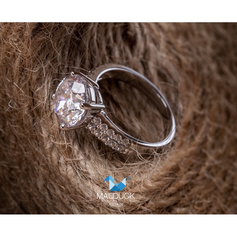 Madduckjewels แหวนเงินแท้ เพชร CZ ชุบโรเดียม RG1610 - รูปที่ 2