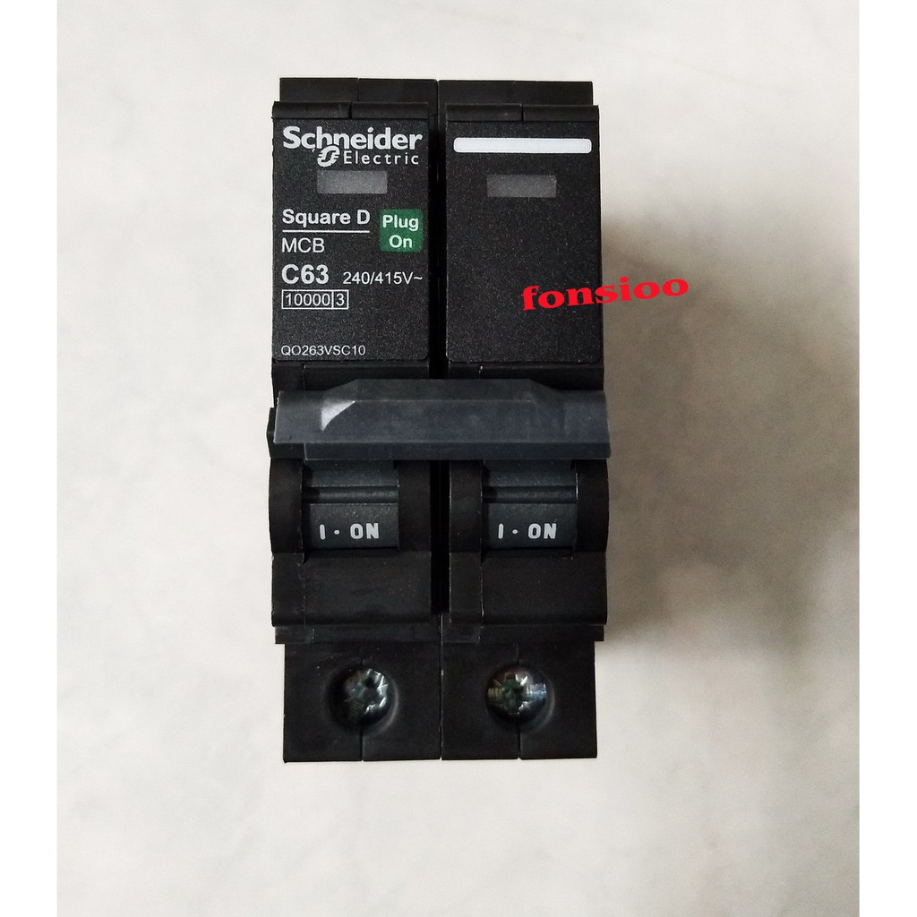 Schneider QO240VSC10T, QO250VSC10T, QO263VSC10T เมนเซอร์กิตเบรกเกอร์ ชไนเดอร์ 2P - 40A / 50A / 63A -