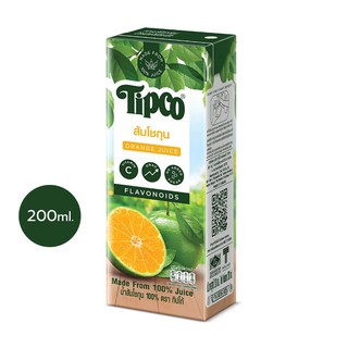 TIPCO น้ำส้มโชกุน Shogun Orange Juice 100% ขนาด 200 มล.