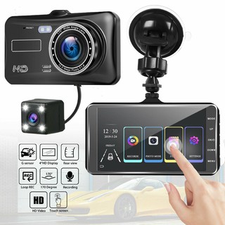 4 นิ้ว รถ DVR เลนส์คู่ HD 1080P Dash Cam เครื่องบันทึกวิดีโอ กล้อง หน้าจอสัมผัส