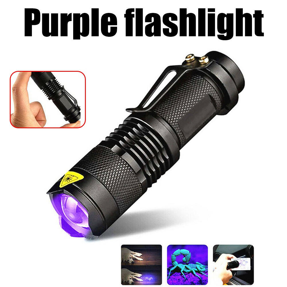 【พร้อมส่งจากไทย/COD】มินิ ไฟฉาย LED UV Violet แสงแบล็คไลท์ ไฟฉายตรวจสอบ 395 / 365NM