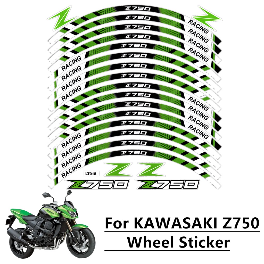 สติ๊กเกอร์ KAWASAKI Z750 รถจักรยานยนต์ด้านนอกล้อขอบสติกเกอร์ฟิล์มยางขอบสติ๊กเกอร์สะท้อนแสงสําหรับ KA