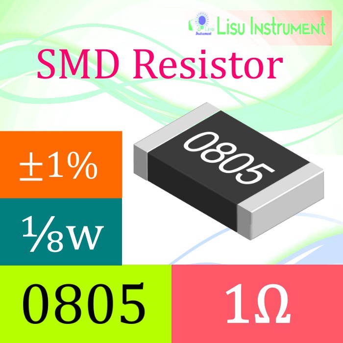 1R 0805 ±1% ตัวต้านทานฟิล์มหนาตัวต้านทานชิป SMD 1R00 1Ω