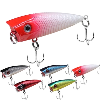 5Colors 6cm/6g Artificial Popper Topwater Noise Plastic Hard Bait Anti-rust Wear-resistant Durable With 6# Sharp Hook Tackle Waterproof Bionic Bait Wobbler Sea Fishing Lure Outdoor Fishing Gear