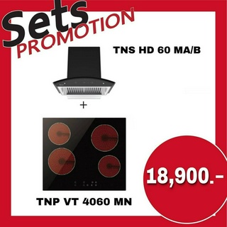 TECNOPLUS Set เครื่องดูดควัน TNS HD 60 MA / B - เตาเซรามิคไฟฟ้า TNP VT 4060 MN