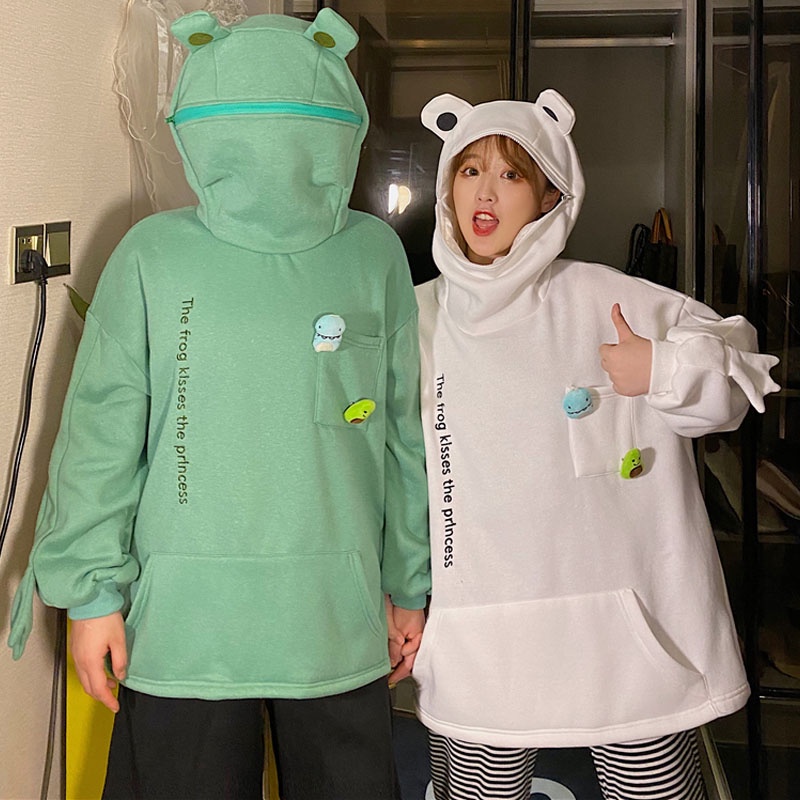SHINee11 ขายดี! (พร้อมส่ง!) เสื้อกันหนาวมีฮู้ด ขนาดใหญ่ น่ารัก กบตัวใหญ่ รุ่นหลวม แขนยาว ให้อบอุ่น (ใส่ได้ทั้งชายและหญิง) แจ็คเก็ตกันหนาว