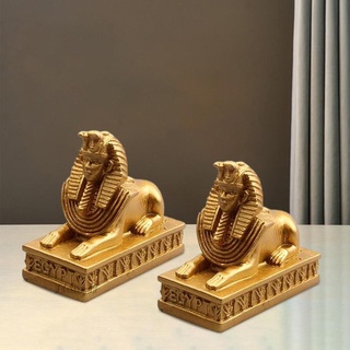 2x Sphinx Statues Egyptian Figurines Mythology Pharaoh Desktop Bookshelf