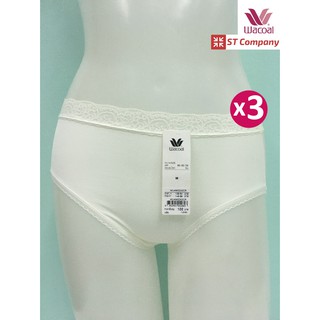 กางเกงใน Wacoal Panty ขอบลูกไม้ ทรงเต็มตัว สีครีม (3 ตัว) รุ่น WU4M02 กางเกงในผู้หญิง ผู้หญิง วาโก้ เต็มตัว ชุดชั้นใน