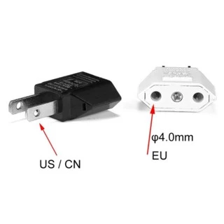 Plug แปลงขากลม เป็น 2 ขาแบน US ญี่ปุ่น จีน อะแดปเตอร์แปลงขา EU EU TO US JP adapter two round head ดำ