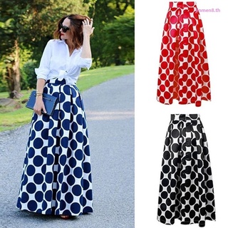 Women Polka Dot Print Casual Party Vintage Rockabilly High Waist Skirt Long Maxi Dress