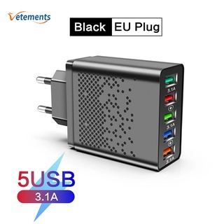 อะแดปเตอร์ชาร์จ Usb 5 ช่อง 48W แบบพกพา ชาร์จเร็ว QC3.0