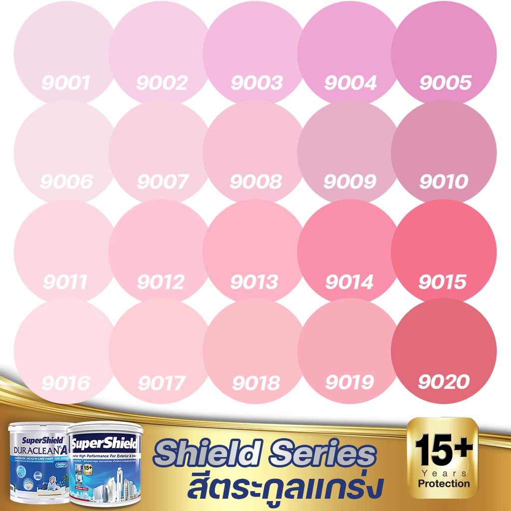 TOA ซุปเปอร์ชิลด์ + ดูราคลีน A+ กึ่งเงา สีชมพู ขนาด 3L สีภายนอก+สีภายใน สีเกรด 15 ปี