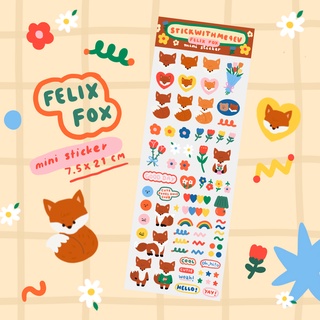 Transparent Mini sticker ลาย Felix fox สติกเกอร์ขอบใส ไซส์ 7x21cm | Stickwithme4ev