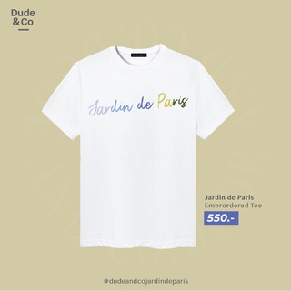 เสื้อยืดผ้าฝ้ายพิมพ์ลายขายดี สไตล์มินิมอล Dude and Co. - Jardin de Paris เสื้อยืด คนดัง