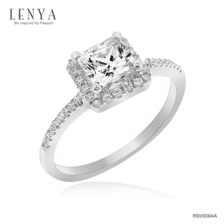 Lenya Jewelry แหวนเพชร DiamondLike รูปทรงสี่เหลี่ยมดูเก๋ไก๋ ไม่เหมือนใคร บนตัวเรือนเงินแท้ชุบทองคำขาว