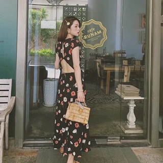 เดรสยาว ป้ายypy ลายกุหลาบ