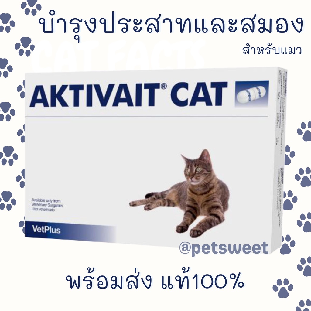 (พร้อมส่ง) Aktivait CAT  บำรุงประสาทและสมอง สำหรับแมว 60 แคปซูล Exp. 2023