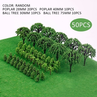 50pcs Mixed Model Poplar Ball Trees Train Park Railway Miniature Scenery Layout