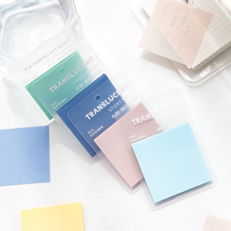 [50 แผ่น] Translucent note กระดาษโน๊ตโปร่งแสง กันน้ำได้ กระดาษโน๊ตใส