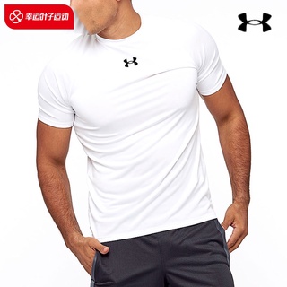 เสื้อยืดแฟชั่น เสื้อคนอ้วน Under Armour โลโก้ขนาดเล็กแขนสั้นผู้ชายวิ่งเร็วสีขาวแห้งเร็วเสื้อยืด WY9