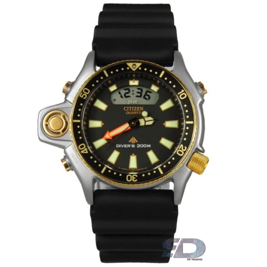CITIZEN ProMaster Quartz Titanium Watch สายเรซิ่น รุ่น JP2004-07E - 2Tones Silver-Gold / Black