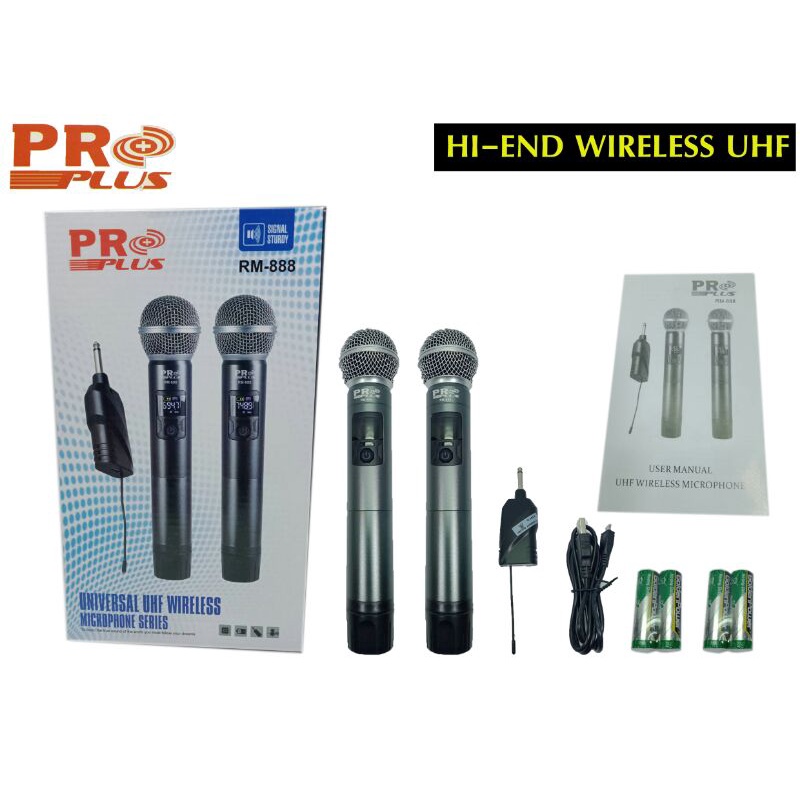 ไมค์ลอยคู่ ใช้ในบ้านและในรถยนต์ ยี่ห้อPro plus รุ่นRM888/RC-80