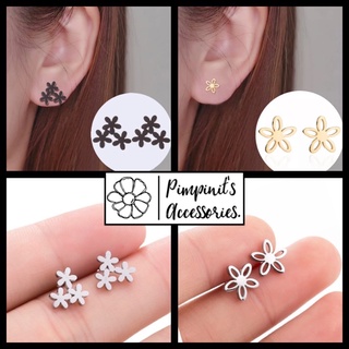 🇹🇭 พร้อมส่ง : 🌸 ต่างหูสแตนเลสสไตล์มินิมอลลายดอกไม้ | Flower Minimalist Stainless Steel Stud Earring.