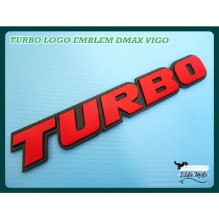 TURBO LOGO EMBLEM DMAX VIGO BT50 NAVARA PLATE "RED" STICKER DECAL size 17x1.5 cm. // โลโก้ TURBO สีแดง พร้อมกาวติด