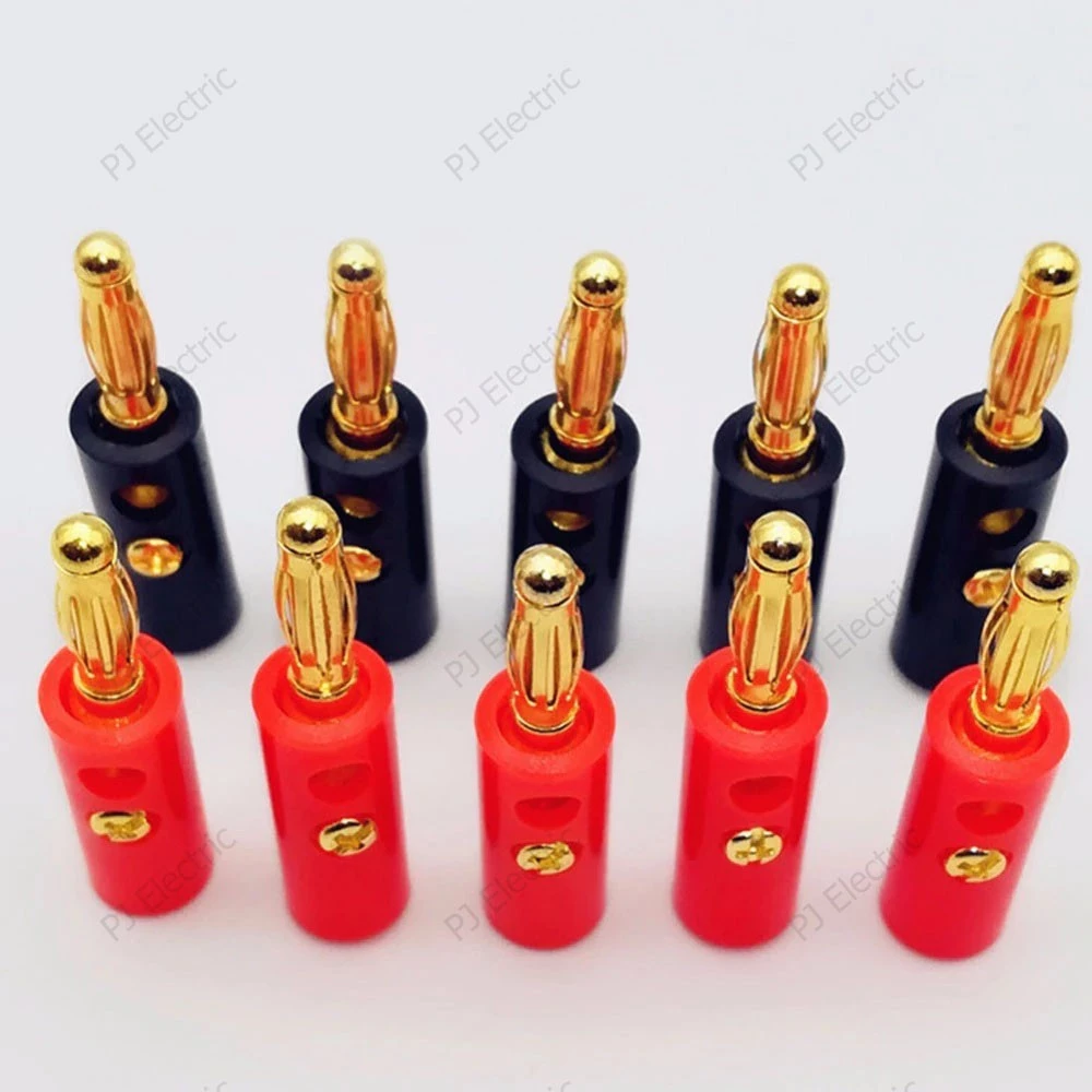 10 ชิ้น บานานาปลั๊กตัวผู้ (Banana plug)หัวแจ็ค ขนาด 4 มิลลิเมตร ยาว 40 มิลลิเมตร แบบสกรูขันยึดสายไฟ (ทอง)