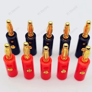 10 ชิ้น บานานาปลั๊กตัวผู้ (Banana plug)หัวแจ็ค ขนาด 4 มิลลิเมตร ยาว 40 มิลลิเมตร แบบสกรูขันยึดสายไฟ (ทอง)