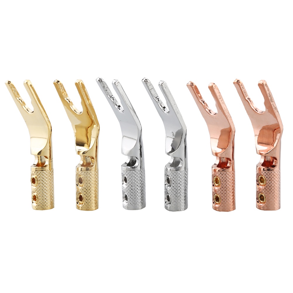 4PCS Audiocrast pure copper Y Spade Connector plug,Rhodium plated Fork connectors plug,loudspeaker c
